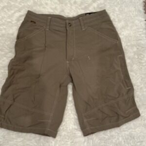 KUHL Mens Hiking Cargo Shorts Brown Nylon Spandex Size 32 Outdoor Adventure